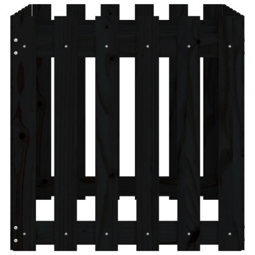 vidaXL Ζαρντινιέρα με Σχέδιο Φράχτη Μαύρη 60 x 60 x 60 εκ. Μασίφ Πεύκο