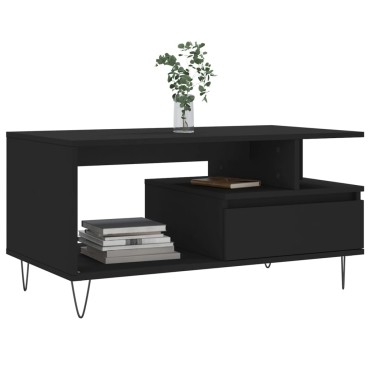 vidaXL Τραπεζάκι Σαλονιού Μαύρο 90x49x45cm Επεξεργασμένο Ξύλο 1 τεμ.