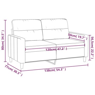 vidaXL Καναπές Διθέσιος Taupe Υφασμάτινος 138x77x80cm 1 τεμ.