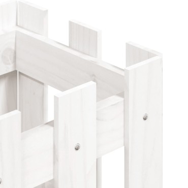 vidaXL Ζαρντινιέρα με Σχέδιο Φράχτη Λευκή 30x30x30 εκ. Μασίφ Πεύκο
