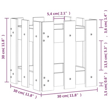 vidaXL Ζαρντινιέρα με Σχέδιο Φράχτη Λευκή 30x30x30 εκ. Μασίφ Πεύκο