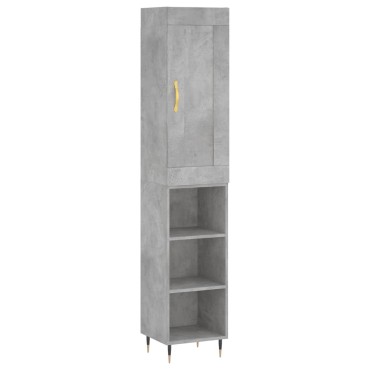 vidaXL Ντουλάπι Γκρι Σκυροδέματος 34,5x34x180cm Επεξεργασμένο Ξύλο 1 τεμ.