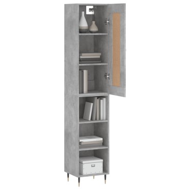 vidaXL Ντουλάπι Γκρι Σκυροδέματος 34,5x34x180cm Επεξεργασμένο Ξύλο 1 τεμ.