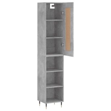 vidaXL Ντουλάπι Γκρι Σκυροδέματος 34,5x34x180cm Επεξεργασμένο Ξύλο 1 τεμ.
