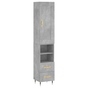 vidaXL Ντουλάπι Γκρι Σκυροδέματος 34,5x34x180cm Επεξεργασμένο Ξύλο 1 τεμ.