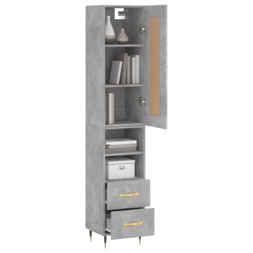 vidaXL Ντουλάπι Γκρι Σκυροδέματος 34,5x34x180cm Επεξεργασμένο Ξύλο 1 τεμ.