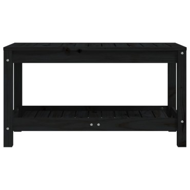 vidaXL Παγκάκι Κήπου Μαύρο 82,5x35x45cm από Μασίφ Ξύλο Πεύκου 1 τεμ.