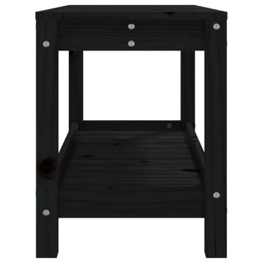 vidaXL Παγκάκι Κήπου Μαύρο 82,5x35x45cm από Μασίφ Ξύλο Πεύκου 1 τεμ.