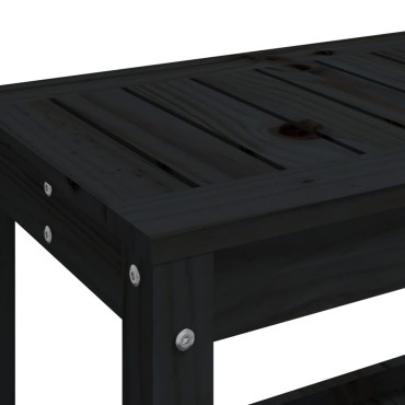 vidaXL Παγκάκι Κήπου Μαύρο 82,5x35x45cm από Μασίφ Ξύλο Πεύκου 1 τεμ.