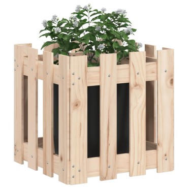 vidaXL Ζαρντινιέρα με Σχέδιο Φράχτη 40 x 40 x 40 εκ. Μασίφ Ξύλο Πεύκου