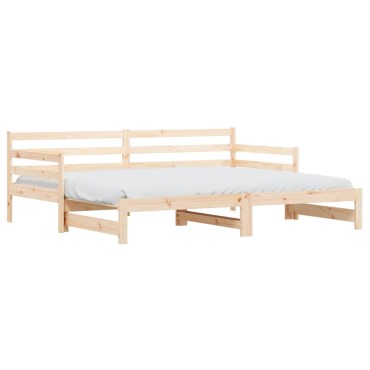 vidaXL Καναπές Κρεβάτι Συρόμενος 90x200cm Μασίφ Ξύλο Πεύκου 1 τεμ. - Μονό