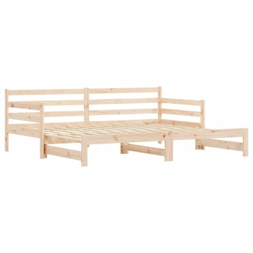 vidaXL Καναπές Κρεβάτι Συρόμενος 90x200cm Μασίφ Ξύλο Πεύκου 1 τεμ. - Μονό
