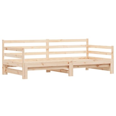 vidaXL Καναπές Κρεβάτι Συρόμενος 90x200cm Μασίφ Ξύλο Πεύκου 1 τεμ. - Μονό