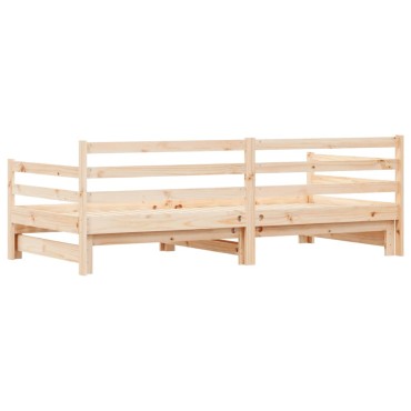 vidaXL Καναπές Κρεβάτι Συρόμενος 90x200cm Μασίφ Ξύλο Πεύκου 1 τεμ. - Μονό