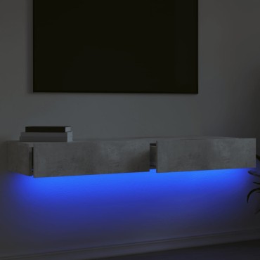 vidaXL Ντουλάπια Τηλεόρασης με LED 2 τεμ. Γκρι Σκυρ. 60x35x15,5cm