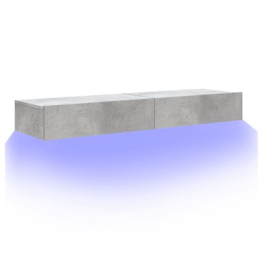 vidaXL Ντουλάπια Τηλεόρασης με LED 2 τεμ. Γκρι Σκυρ. 60x35x15,5cm