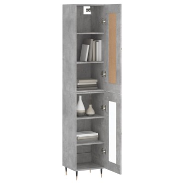 vidaXL Ντουλάπι Γκρι Σκυροδέματος 34,5x34x180cm Επεξεργασμένο Ξύλο 1 τεμ.