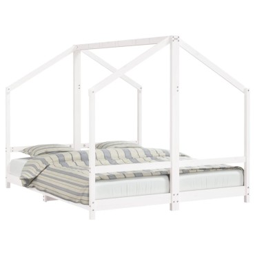 vidaXL Πλαίσιο Παιδικού Κρεβατιού Λευκό 2x(80x200)cm Μασίφ Ξύλο Πεύκου 1 τεμ. - Μονό