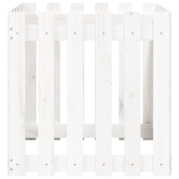 vidaXL Ζαρντινιέρα με Σχέδιο Φράχτη Λευκή 60 x 60 x 60 εκ. Μασίφ Πεύκο