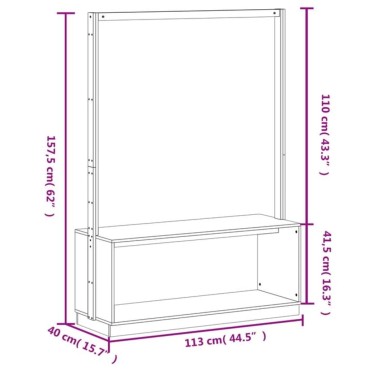 vidaXL Κρεμάστρα Ρούχων Παπουτσοθήκη Λευκή 113x40x157,5εκ Μασίφ Πεύκο