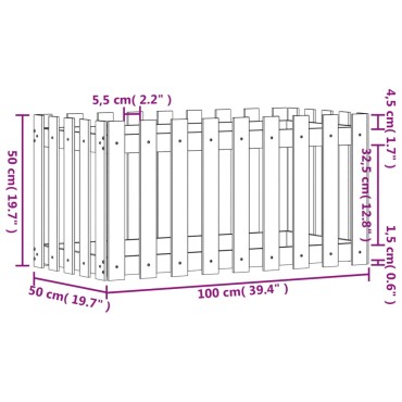 vidaXL Ζαρντινιέρα με Σχέδιο Φράχτη 100x50x50εκ. Εμποτισμ. Ξύλο Πεύκου