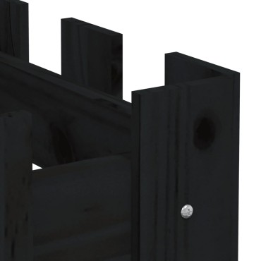 vidaXL Ζαρντινιέρα με Σχέδιο Φράχτη Μαύρη 200x30x30 εκ. Μασίφ Πεύκο