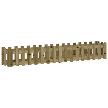 vidaXL Ζαρντινιέρα με Σχέδιο Φράχτη 200x30x30εκ. Εμποτισμ. Ξύλο Πεύκου