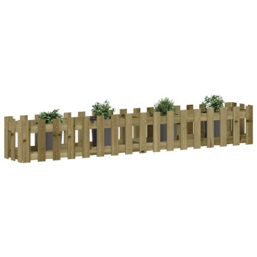 vidaXL Ζαρντινιέρα με Σχέδιο Φράχτη 200x30x30εκ. Εμποτισμ. Ξύλο Πεύκου