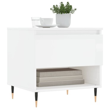 vidaXL Τραπεζάκια Σαλονιού 2 τεμ. Γυαλ. Λευκό 50x46x50cm Επεξ. Ξύλο