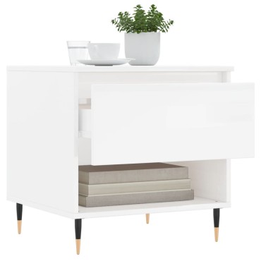 vidaXL Τραπεζάκια Σαλονιού 2 τεμ. Γυαλ. Λευκό 50x46x50cm Επεξ. Ξύλο