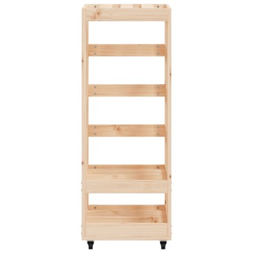 vidaXL Ξυλοθήκη με Τροχούς Μαύρη 40x49x110 εκ. από Μασίφ Ξύλο Πεύκου