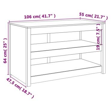 vidaXL Ντουλάπι Κουζίνας Εξ. Χώρου 106x55x64cm Μασίφ Ξύλο Πεύκου 1 τεμ.