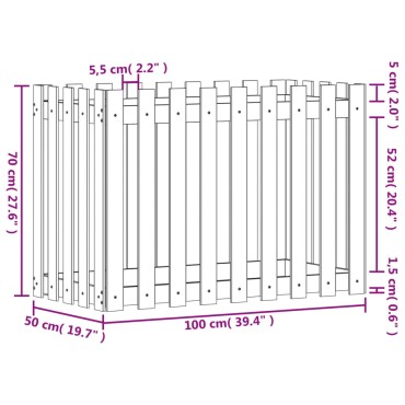 vidaXL Ζαρντινιέρα Υπερυψωμένη Σχ Φράχτη 100 x 50 x 70 εκ. Μασίφ Πεύκο