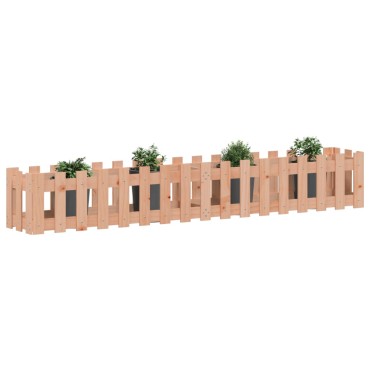 vidaXL Ζαρντινιέρα με Σχέδιο Φράχτη 200x30x30 εκ. Μασίφ Ψευδοτσούγκα