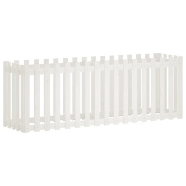 vidaXL Ζαρντινιέρα με Σχέδιο Φράχτη Λευκή 200x50x70 εκ. Μασίφ Πεύκο
