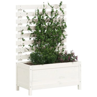 vidaXL Ζαρντινιέρα με Ράφι Λευκή 79 x 39,5 x 114 εκ. Μασίφ Ξύλο Πεύκου