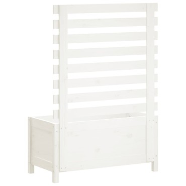 vidaXL Ζαρντινιέρα με Ράφι Λευκή 79 x 39,5 x 114 εκ. Μασίφ Ξύλο Πεύκου