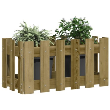 vidaXL Ζαρντινιέρα με Σχέδιο Φράχτη 60x30x30 εκ. Εμποτισμ. Ξύλο Πεύκου