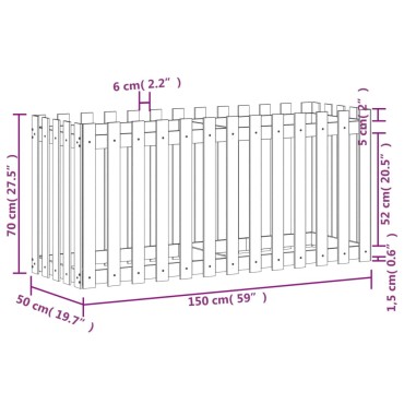 vidaXL Ζαρντινιέρα με Σχέδιο Φράχτη 150x50x70εκ. Εμποτισμ. Ξύλο Πεύκου