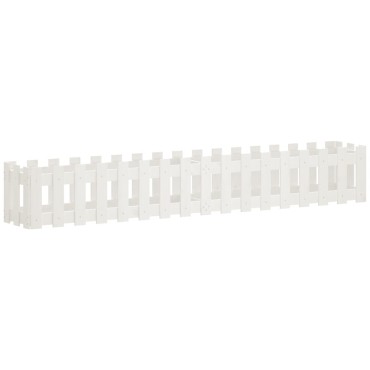 vidaXL Ζαρντινιέρα με Σχέδιο Φράχτη Λευκή 200x30x30 εκ. Μασίφ Πεύκο