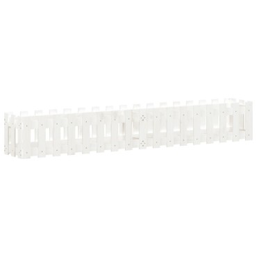 vidaXL Ζαρντινιέρα με Σχέδιο Φράχτη Λευκή 200x30x30 εκ. Μασίφ Πεύκο