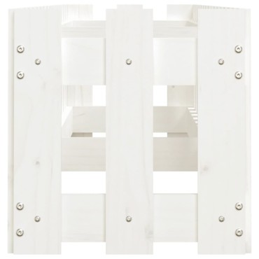 vidaXL Ζαρντινιέρα με Σχέδιο Φράχτη Λευκή 200x30x30 εκ. Μασίφ Πεύκο