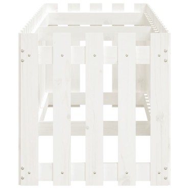 vidaXL Ζαρντινιέρα με Σχέδιο Φράχτη Λευκή 200x50x50 εκ. Μασίφ Πεύκο