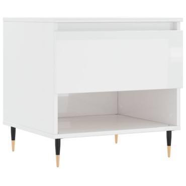 vidaXL Τραπεζάκι Σαλονιού Γυαλιστ. Λευκό 50x46x50cm Επεξεργ. Ξύλο 1 τεμ.