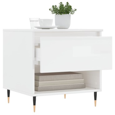 vidaXL Τραπεζάκι Σαλονιού Γυαλιστ. Λευκό 50x46x50cm Επεξεργ. Ξύλο 1 τεμ.