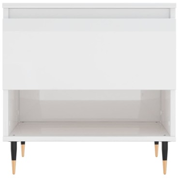 vidaXL Τραπεζάκι Σαλονιού Γυαλιστ. Λευκό 50x46x50cm Επεξεργ. Ξύλο 1 τεμ.