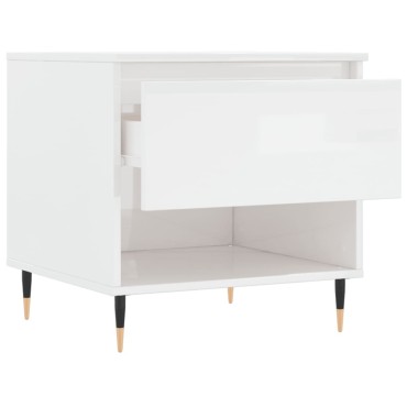 vidaXL Τραπεζάκι Σαλονιού Γυαλιστ. Λευκό 50x46x50cm Επεξεργ. Ξύλο 1 τεμ.
