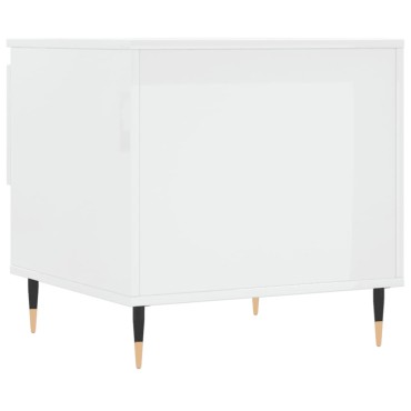 vidaXL Τραπεζάκι Σαλονιού Γυαλιστ. Λευκό 50x46x50cm Επεξεργ. Ξύλο 1 τεμ.