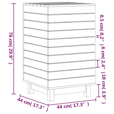 vidaXL Καλάθι Ρούχων Λευκό 44x44x76 εκ. από Μασίφ Ξύλο Πεύκου