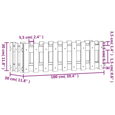 vidaXL Ζαρντινιέρα Υπερυψωμένη Σχ Φράχτη 100 x 30 x 30 εκ. Μασίφ Πεύκο